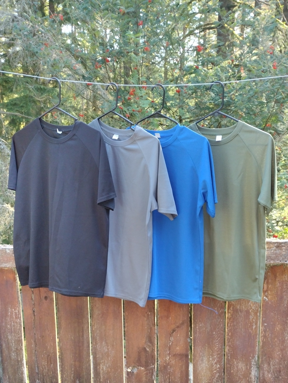 OKP,Set Of 4,SizeM, Men's Performance Crew T-Shirt - Black, Gray, Blue, Olive